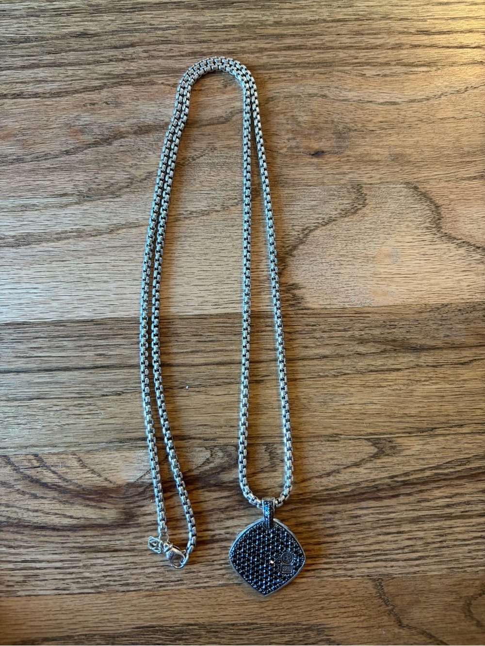 David Yurman Sterling Silver Black Diamond Chevron Necklace